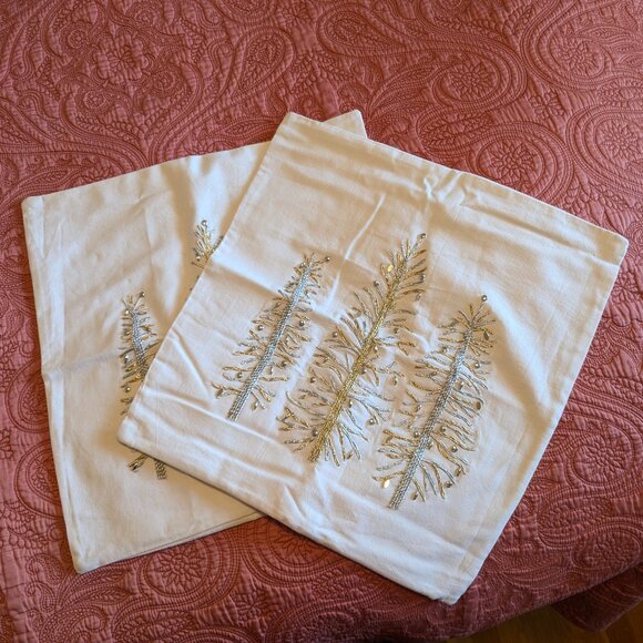 Other - Cushion Cover Stylish Beaded White Cushion covers 17.8 x 18.4"